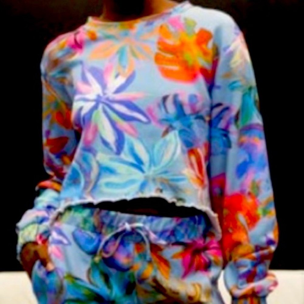 Sweatshirt Top Colossal Palm Kendall and Kylie Large